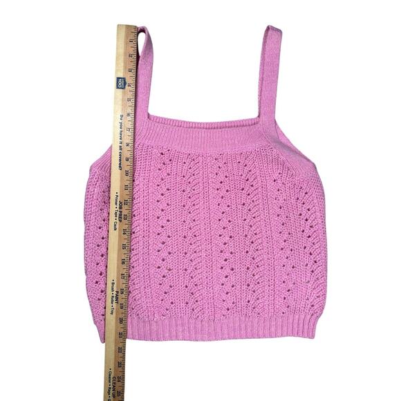 Lilly Pulitzer Zabrina Pink Pointelle Knit Square Neck Sweater Tank Top Sz M - Picture 5 of 7